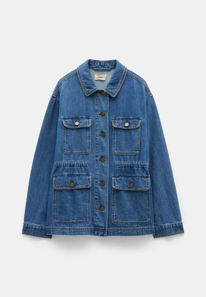 Hush Jackets and Coats Women Nora Relaxed Denim Utility Jacket Mid Authentic Wash