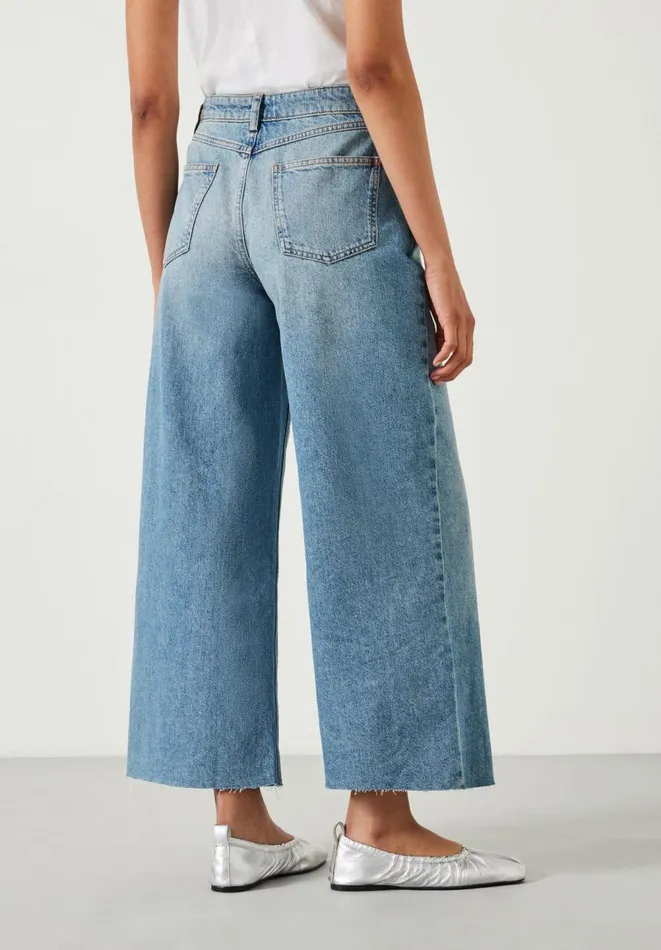 Hush Jeans Women Abi Cropped Wide Leg Jeans Mid Authentic