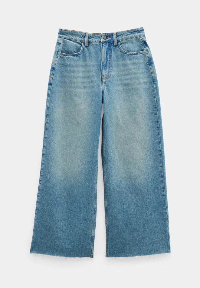 Hush Jeans Women Abi Cropped Wide Leg Jeans Mid Authentic