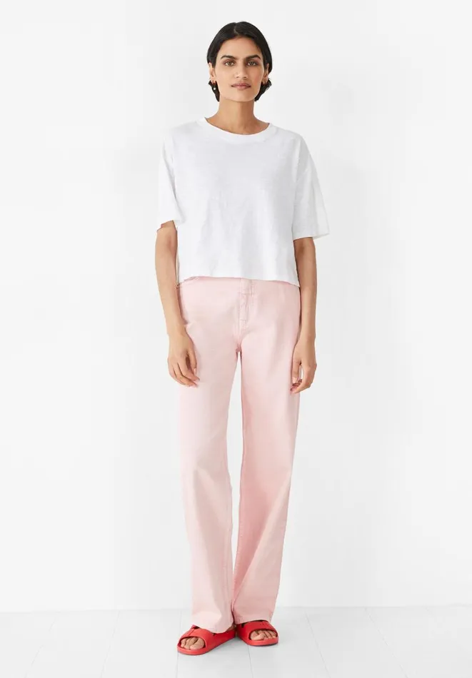 Hush Jeans Women Remy Straight Slouch Jeans Pink