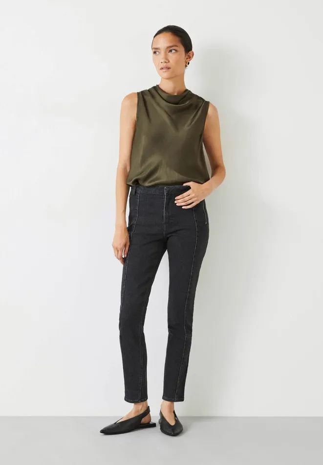 Hush Jeans Women Seamed Detail Biker Jeans Black