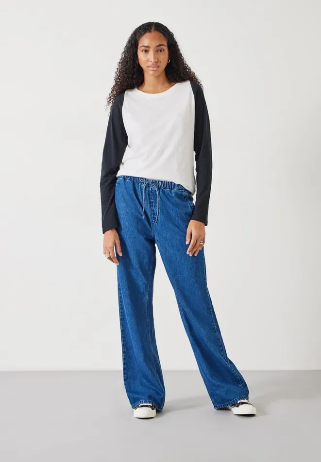 Hush Jeans Women Slouchy Tie Waist Jeans Blue Denim