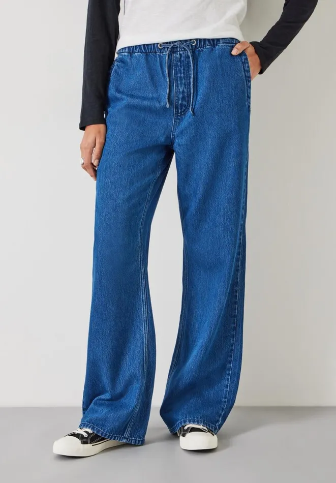 Hush Jeans Women Slouchy Tie Waist Jeans Blue Denim