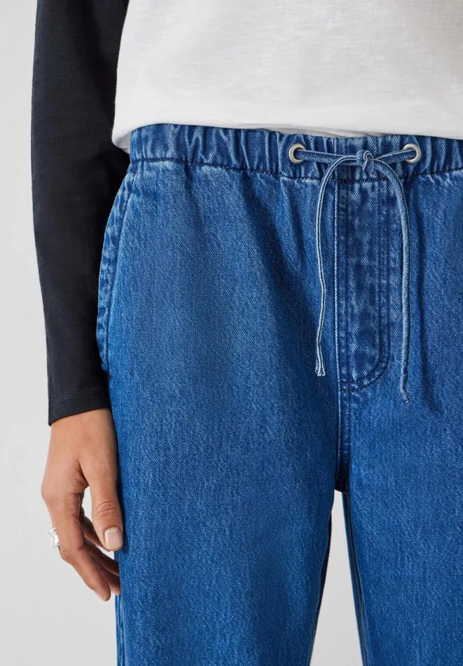Hush Jeans Women Slouchy Tie Waist Jeans Blue Denim