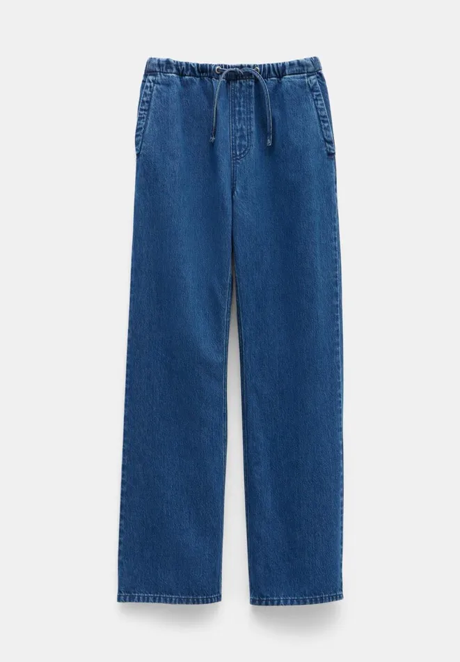 Hush Jeans Women Slouchy Tie Waist Jeans Blue Denim
