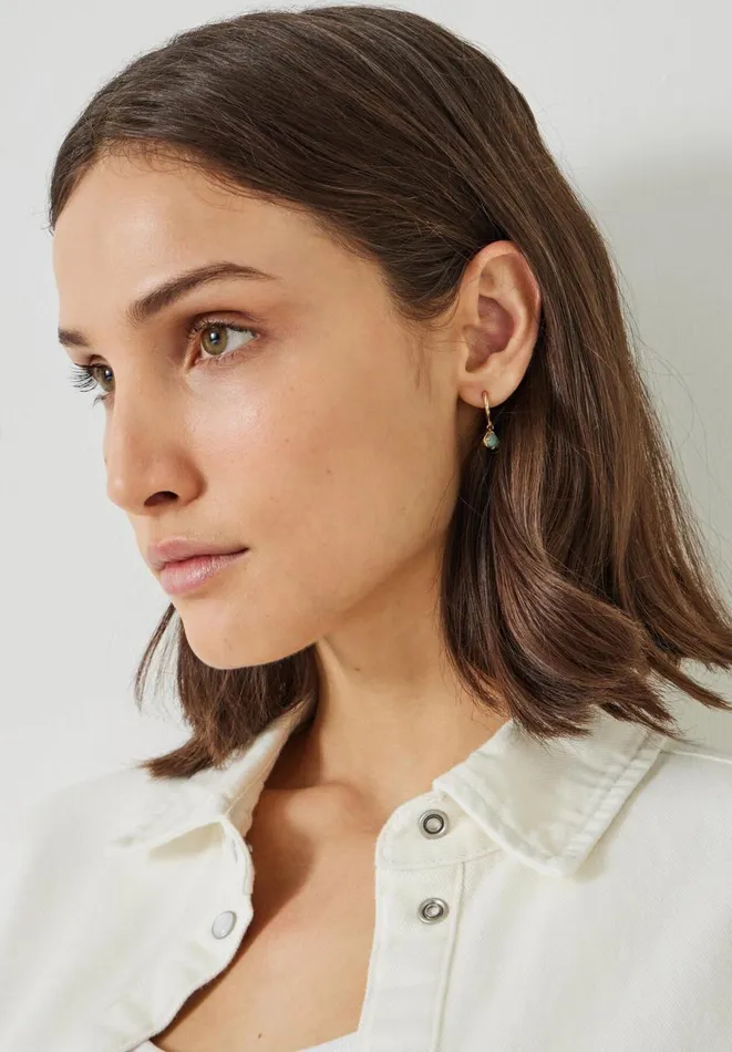 Hush Jewellery Women Amelie Semi Precious Teardrop Earrings Goldgreen