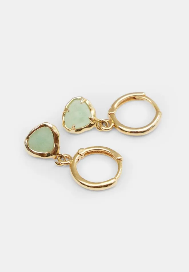 Hush Jewellery Women Amelie Semi Precious Teardrop Earrings Goldgreen