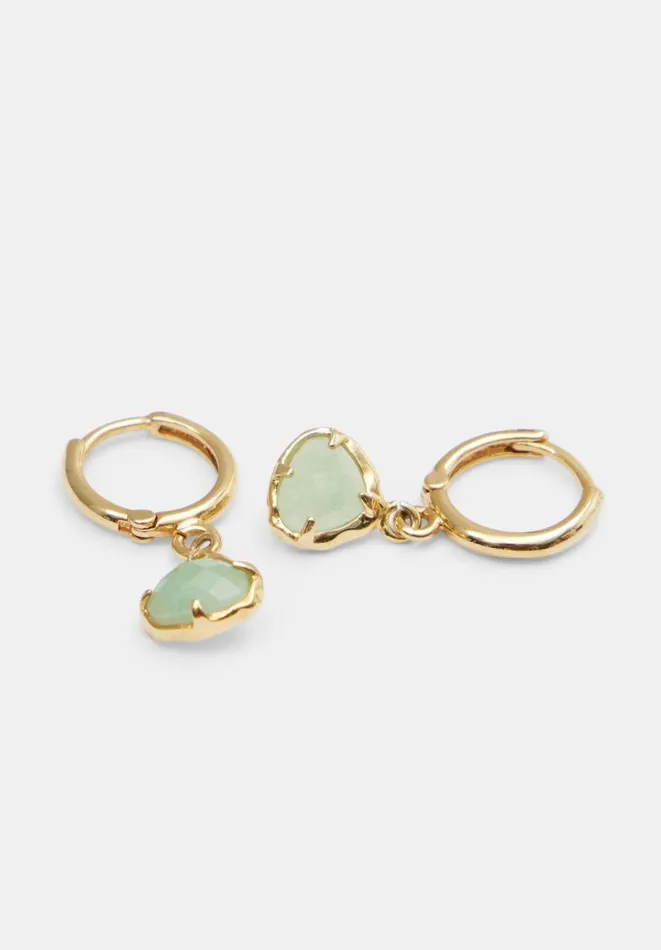 Hush Jewellery Women Amelie Semi Precious Teardrop Earrings Goldgreen