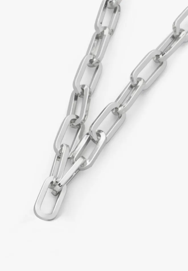 Hush Jewellery Women Curated Paperclip Chain Necklace Rhodium