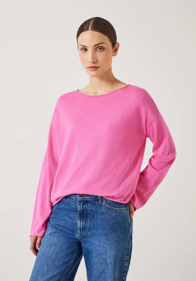Hush Jumpers and Cardigans Women Aarani Open Neck Linen Top Pink
