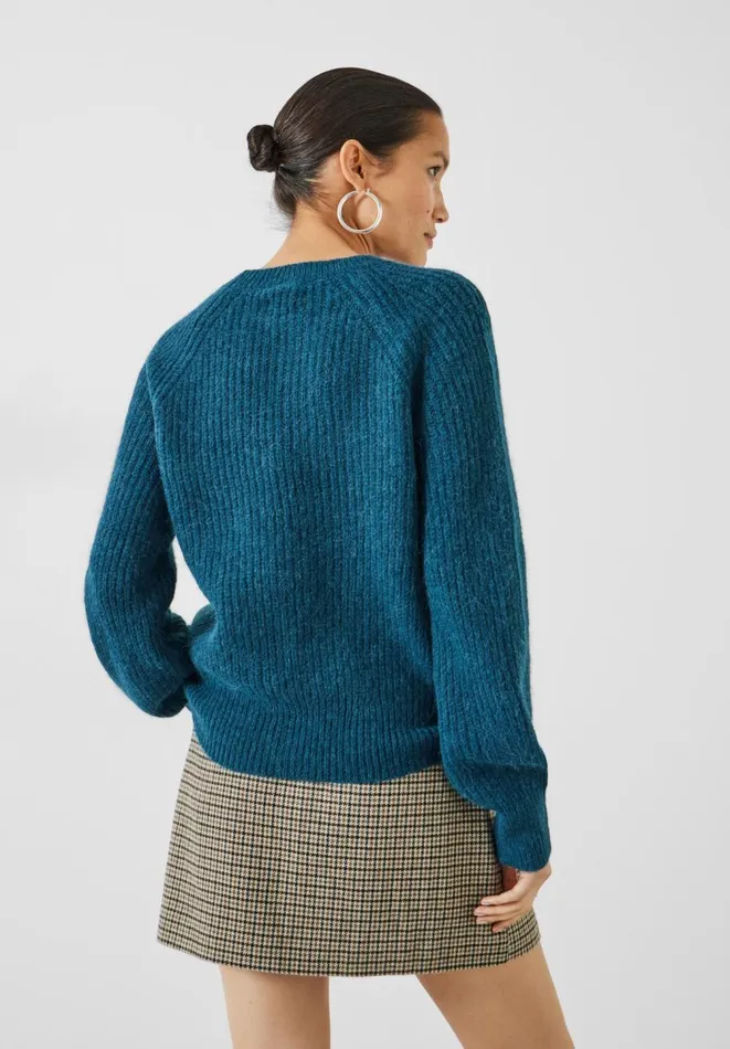 Hush Jumpers and Cardigans Women Alma Fluffy Raglan Crew Wool Blend Jumper Deep Teal Hush Jumpers and Cardigans Women Alma Fluffy Raglan Crew Wool Blend Jumper Deep Teal