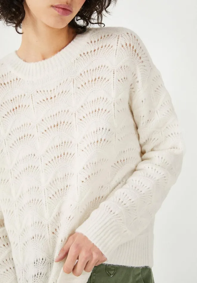 Hush Jumpers and Cardigans Women Ava Textured Stitch Crew Jumper Ecru Hush Jumpers and Cardigans Women Ava Textured Stitch Crew Jumper Ecru