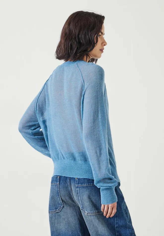 Hush Jumpers and Cardigans Women Elsie Gauzy Wool Blend Crew Jumper Blue Hush Jumpers and Cardigans Women Elsie Gauzy Wool Blend Crew Jumper Blue