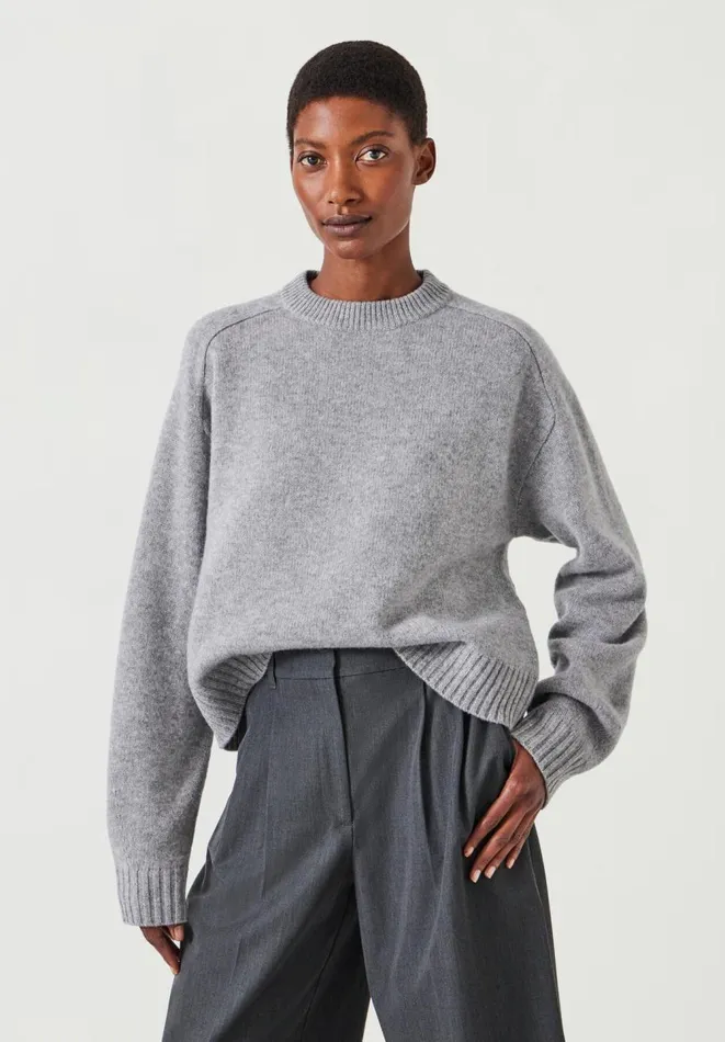 Hush Jumpers and Cardigans Women Nina Merino Wool Crew Jumper Grey Marl