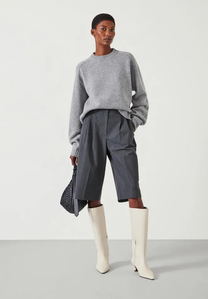 Hush Jumpers and Cardigans Women Nina Merino Wool Crew Jumper Grey Marl