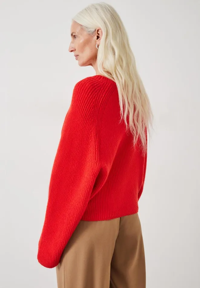 Hush Jumpers and Cardigans Women Tamar Ribbed Crew Neck Jumper With Wool Bright Red Hush Jumpers and Cardigans Women Tamar Ribbed Crew Neck Jumper With Wool Bright Red