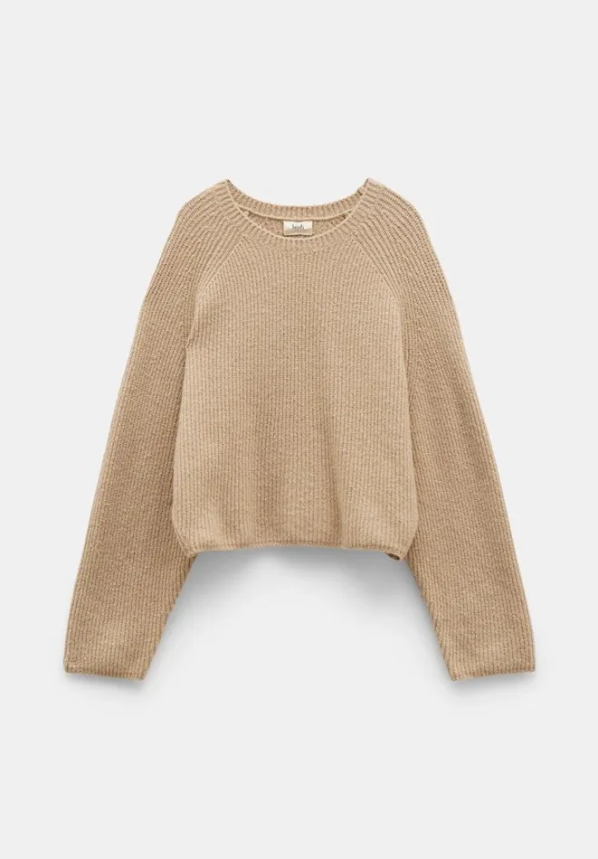 Hush Jumpers and Cardigans Women Tamar Ribbed Crew Neck Jumper With Wool Tan Hush Jumpers and Cardigans Women Tamar Ribbed Crew Neck Jumper With Wool Tan