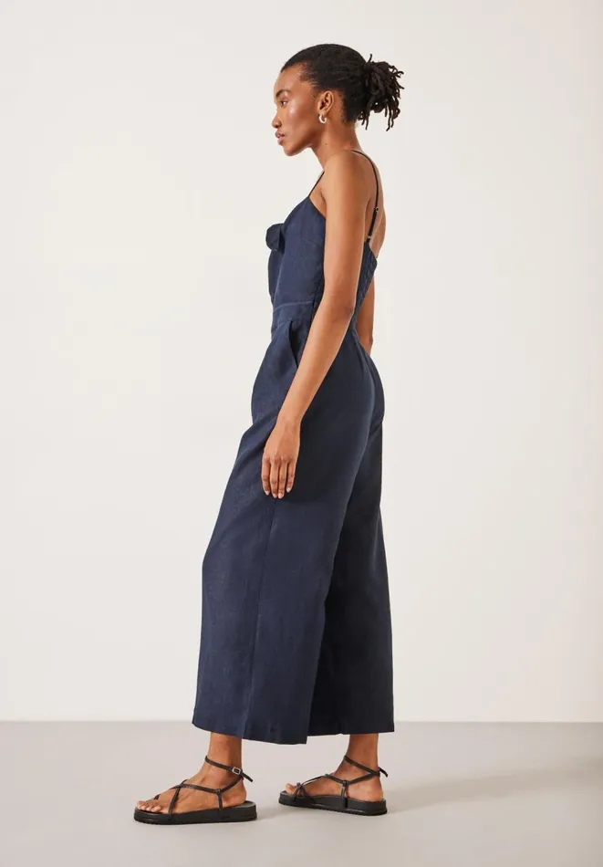 Hush Jumpsuits Women Chloe Tie Front Linen Jumpsuit Midnight Navy Hush Jumpsuits Women Chloe Tie Front Linen Jumpsuit Midnight Navy