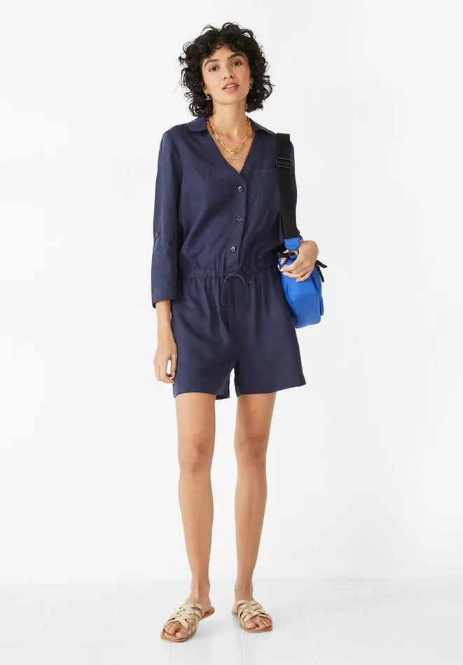 Hush Jumpsuits Women Utility Long Sleeve Playsuit Midnight Navy