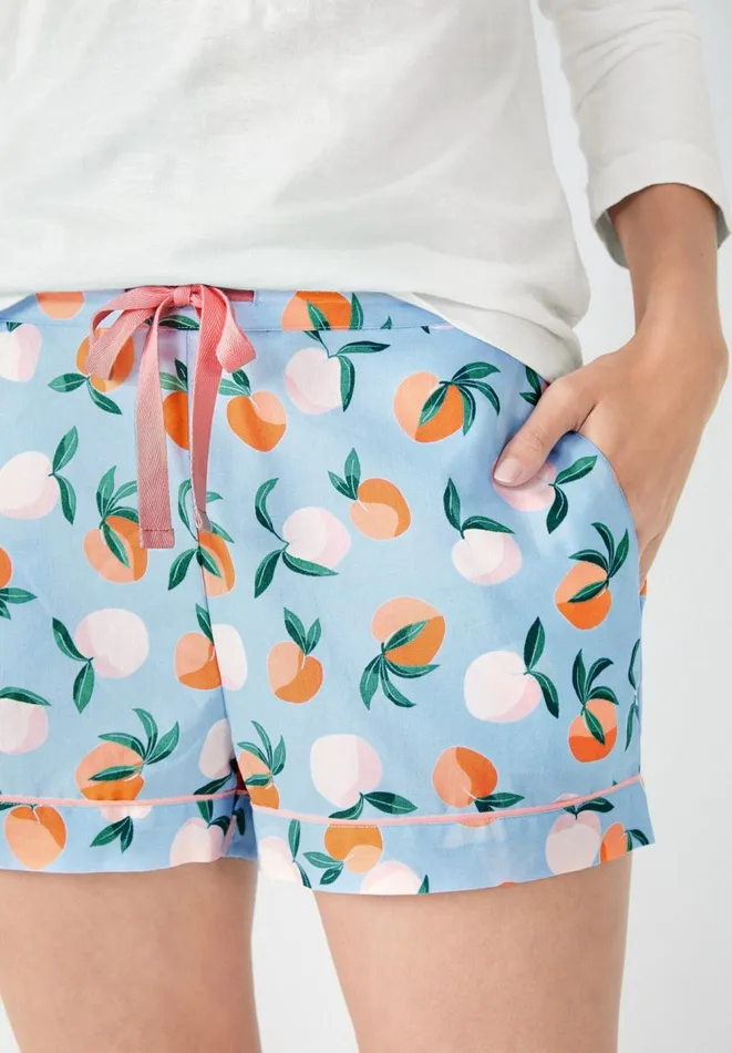 Hush Pyjamas and Nightwear Women Isla Printed Pyjama Shorts Apricots Blueorange Hush Pyjamas and Nightwear Women Isla Printed Pyjama Shorts Apricots Blueorange