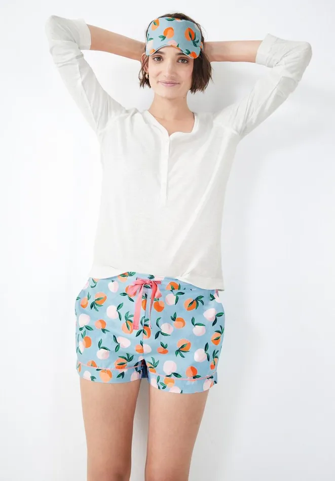 Hush Pyjamas and Nightwear Women Isla Printed Pyjama Shorts Apricots Blueorange Hush Pyjamas and Nightwear Women Isla Printed Pyjama Shorts Apricots Blueorange