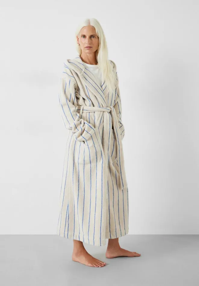 Hush Pyjamas and Nightwear Women Rene Striped Cotton Towelling Robe Soft Whiteblue Hush Pyjamas and Nightwear Women Rene Striped Cotton Towelling Robe Soft Whiteblue
