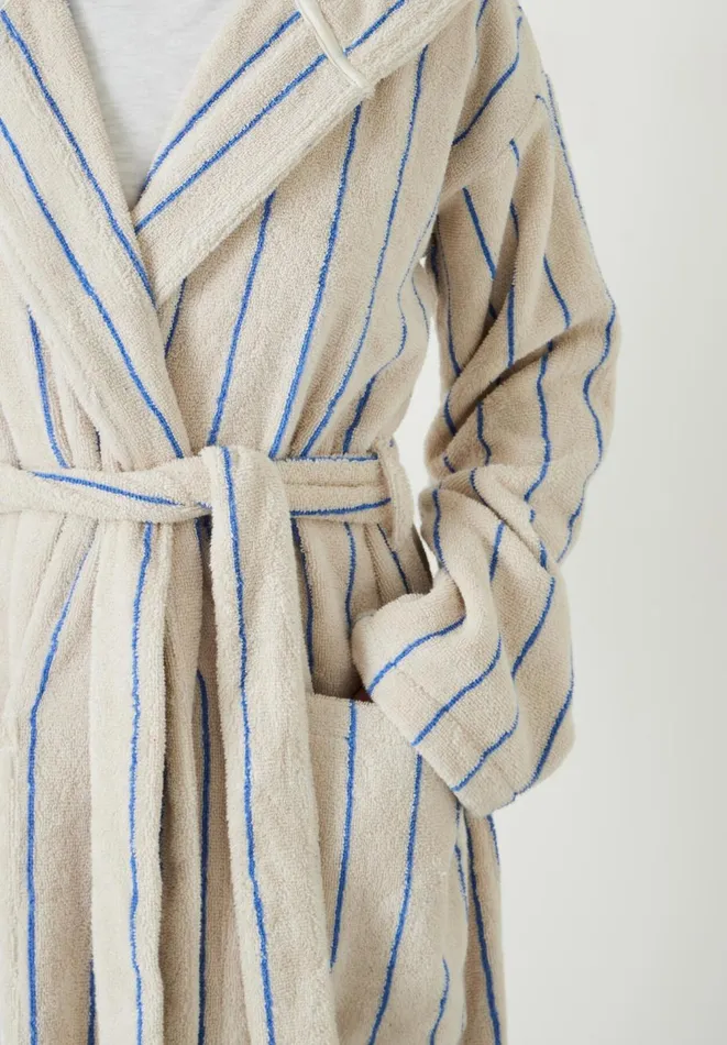 Hush Pyjamas and Nightwear Women Rene Striped Cotton Towelling Robe Soft Whiteblue Hush Pyjamas and Nightwear Women Rene Striped Cotton Towelling Robe Soft Whiteblue