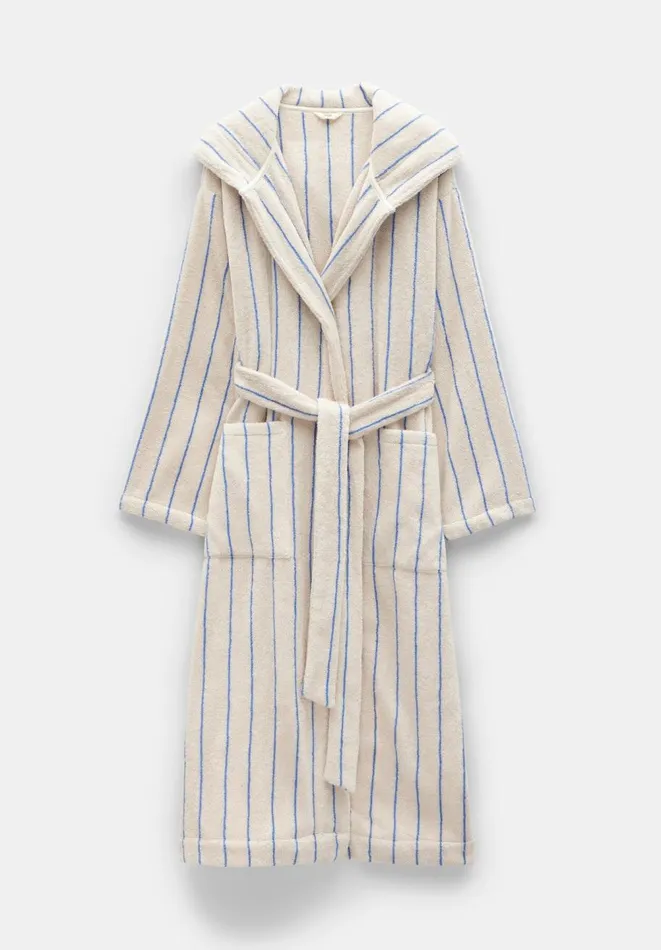 Hush Pyjamas and Nightwear Women Rene Striped Cotton Towelling Robe Soft Whiteblue Hush Pyjamas and Nightwear Women Rene Striped Cotton Towelling Robe Soft Whiteblue