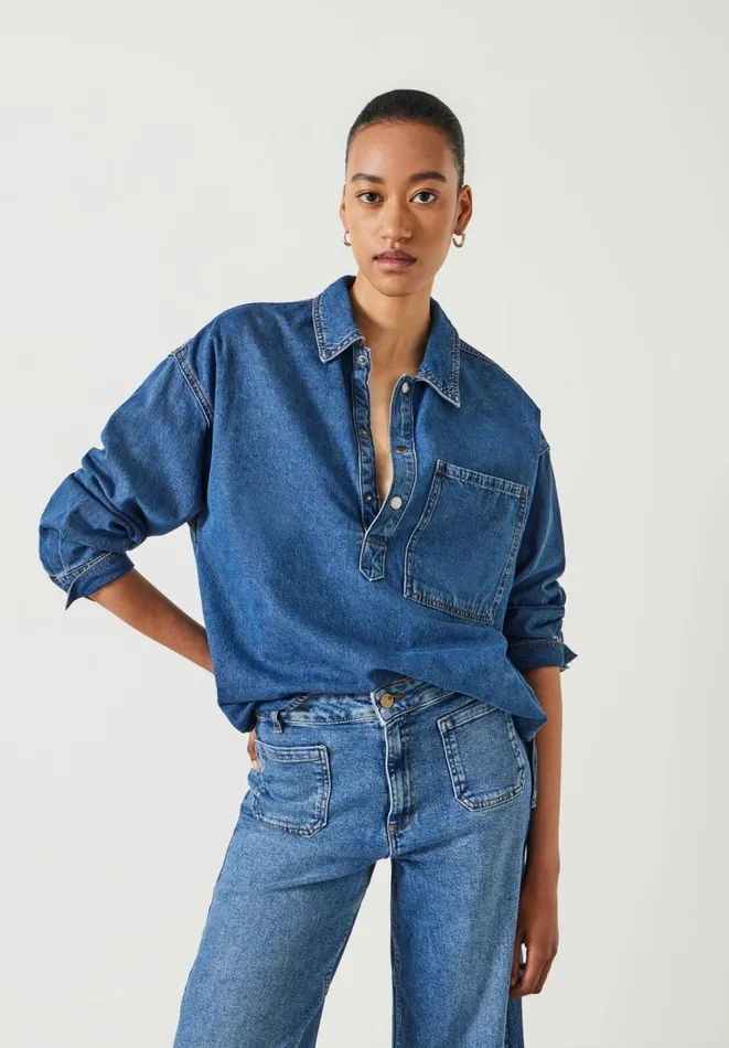 Hush Shirts and Blouses Women Daya Denim Shirt Mid Authentic Wash