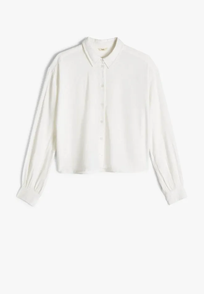 Hush Shirts and Blouses Women Paige Cropped Linen Shirt White Hush Shirts and Blouses Women Paige Cropped Linen Shirt White