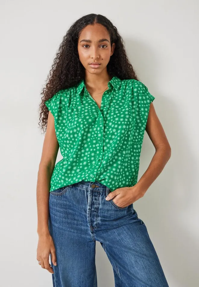 Hush Shirts and Blouses Women Selena Short Sleeve Shirt Multi Star Green