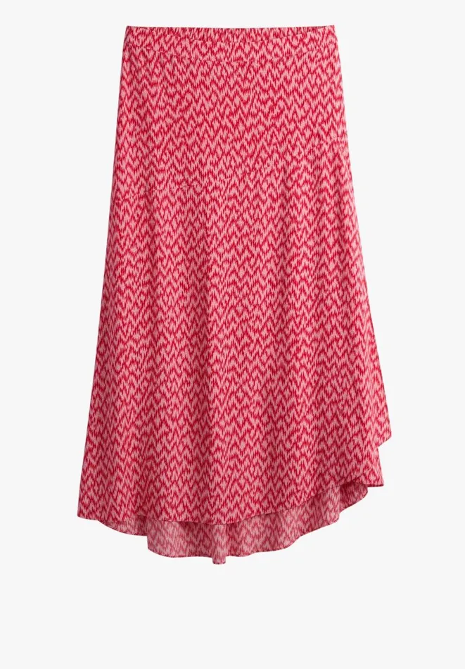 Hush Skirts Women Layered Midi Skirt Zig Zag Pinkred