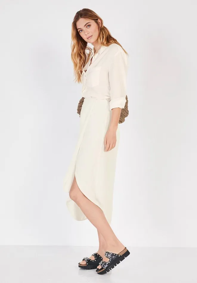 Hush Skirts Women Sarong Cotton Midi Skirt Ecru