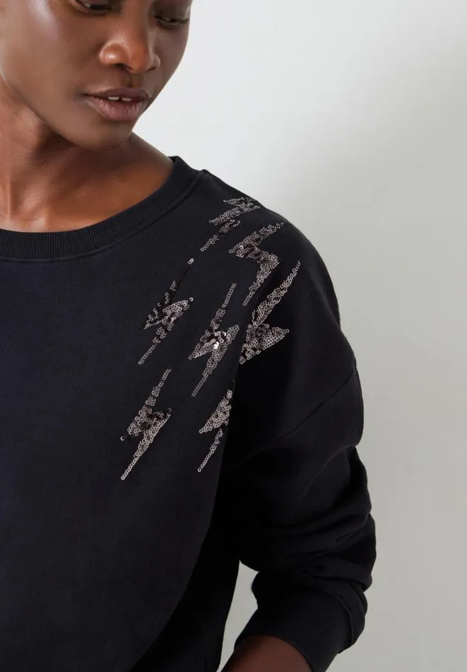 Hush Sweatshirts and Hoodies Women Sequin Thunderbolt Relaxed Sweatshirt Black Hush Sweatshirts and Hoodies Women Sequin Thunderbolt Relaxed Sweatshirt Black