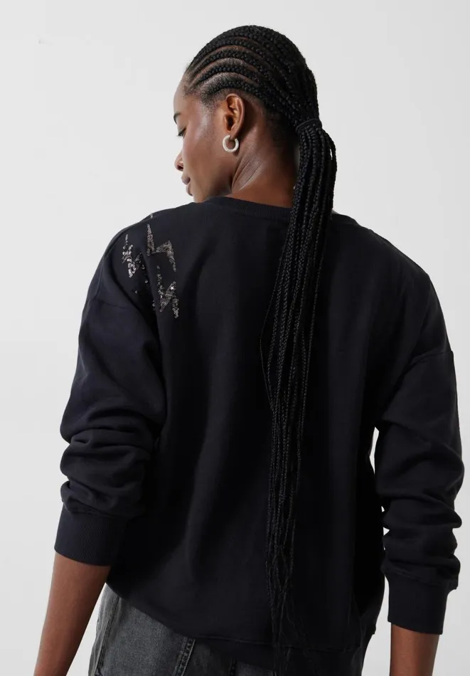 Hush Sweatshirts and Hoodies Women Sequin Thunderbolt Relaxed Sweatshirt Black Hush Sweatshirts and Hoodies Women Sequin Thunderbolt Relaxed Sweatshirt Black