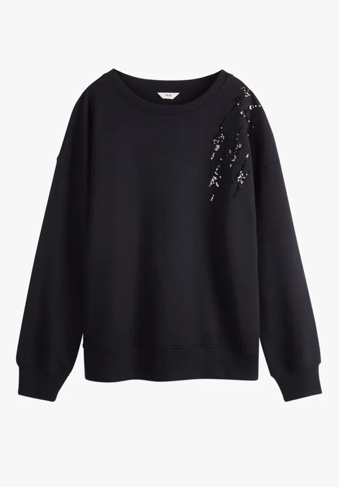 Hush Sweatshirts and Hoodies Women Sequin Thunderbolt Relaxed Sweatshirt Black Hush Sweatshirts and Hoodies Women Sequin Thunderbolt Relaxed Sweatshirt Black