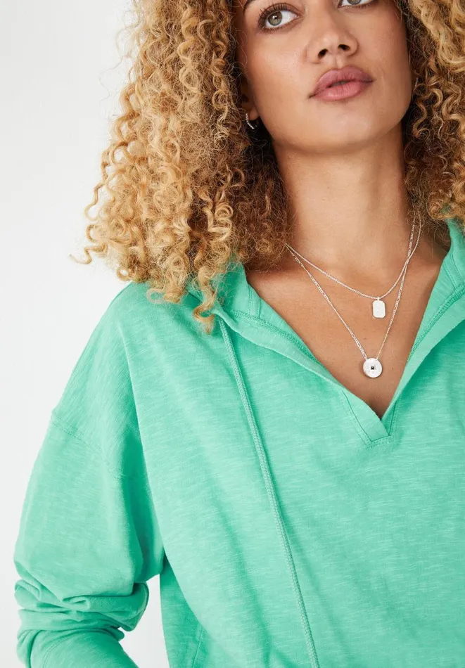 Hush Sweatshirts and Hoodies Women VNeck Lightweight Hoodie Fun Green