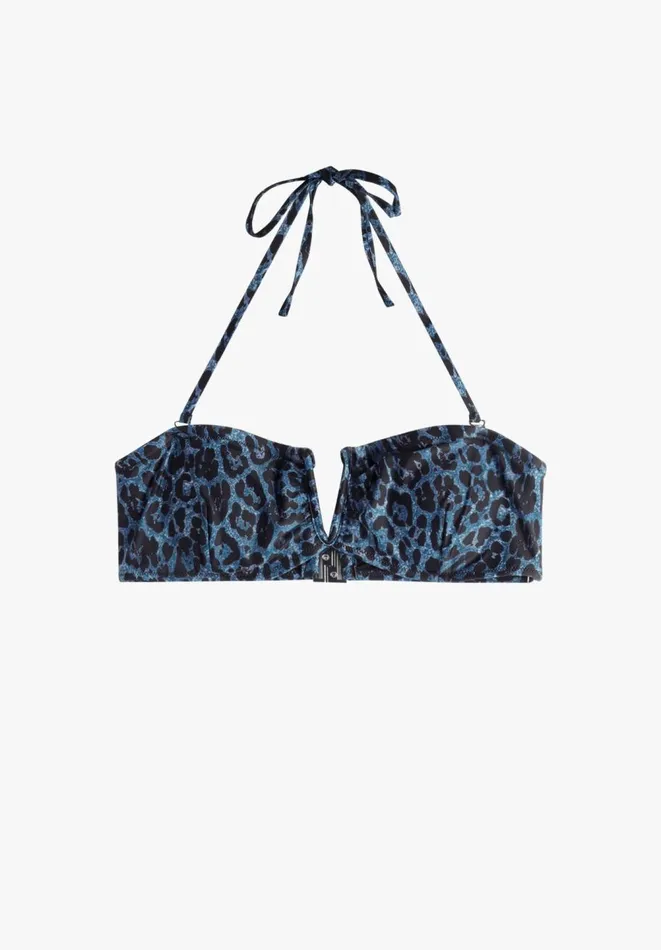 Hush Swimwear and Beachwear Women Bandeau Bikini Top Blue Leopard