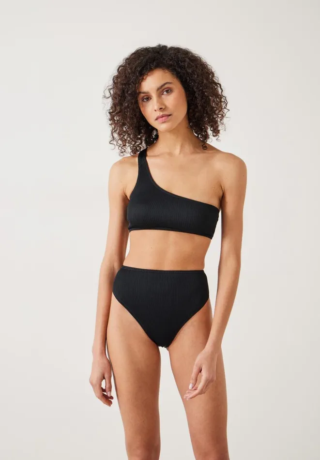 Hush Swimwear and Beachwear Women Harper High Waisted Rib Bikini Bottoms Black