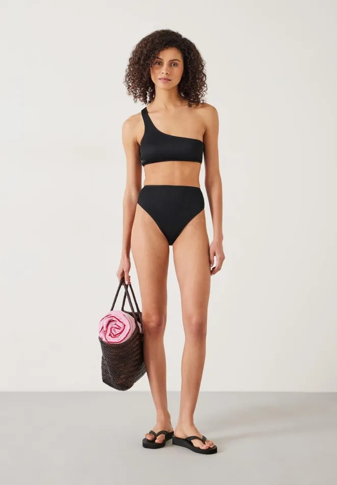 Hush Swimwear and Beachwear Women Harper High Waisted Rib Bikini Bottoms Black