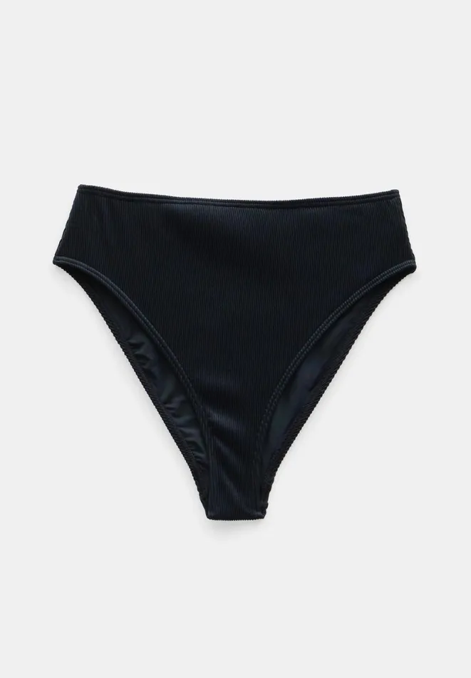 Hush Swimwear and Beachwear Women Harper High Waisted Rib Bikini Bottoms Black