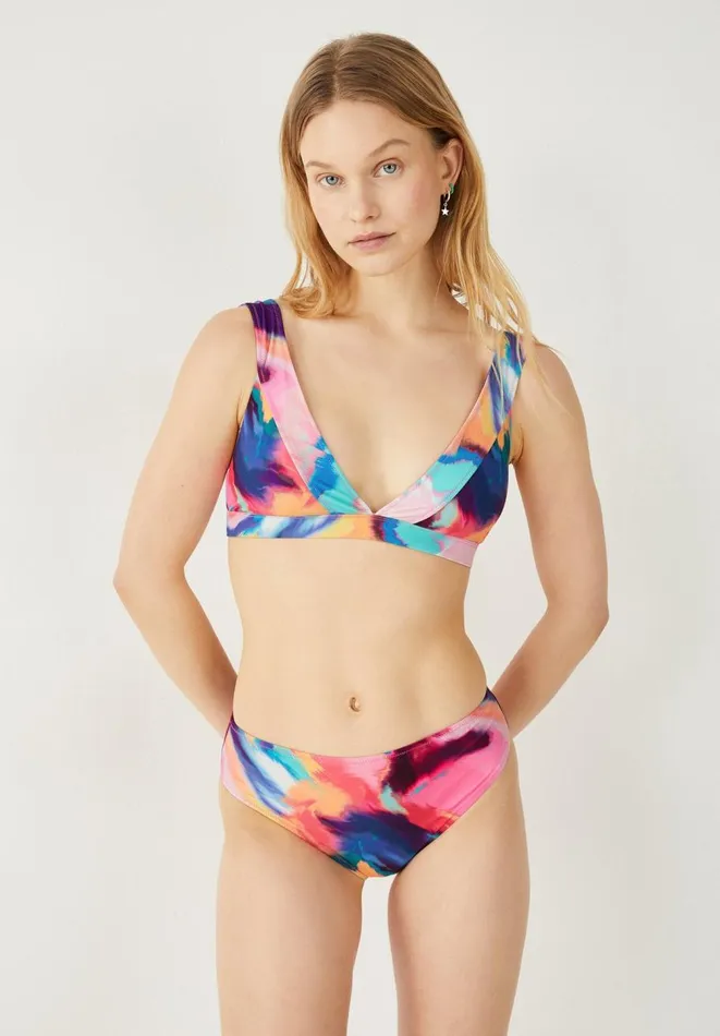 Hush Swimwear and Beachwear Women Holly Wide Strap Bikini Top Multicolour Marble