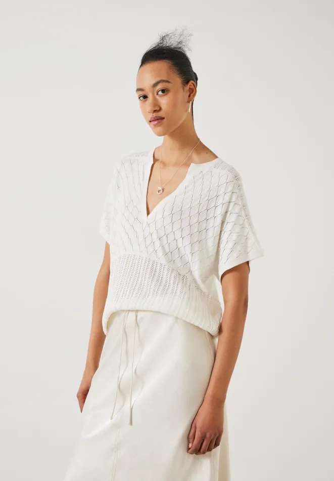 Hush Tops and Tshirts Women Adeena Relaxed Knit Tshirt Soft White