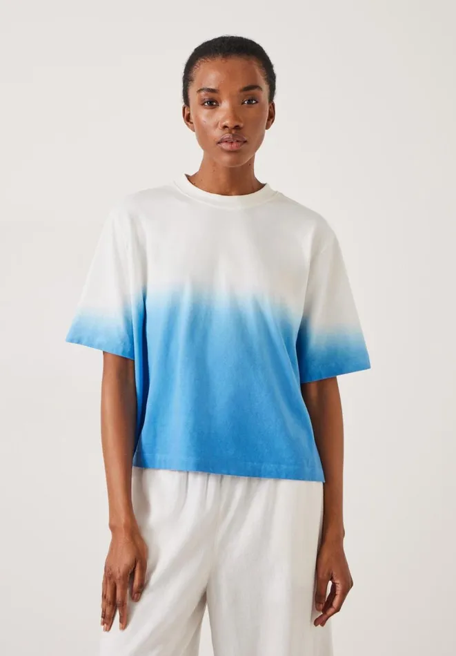 Hush Tops and Tshirts Women Alicia Ombre Boxy TShirt White
