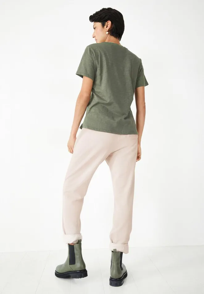 Hush Tops and Tshirts Women Cali Cotton Slub Crew Tee Khaki