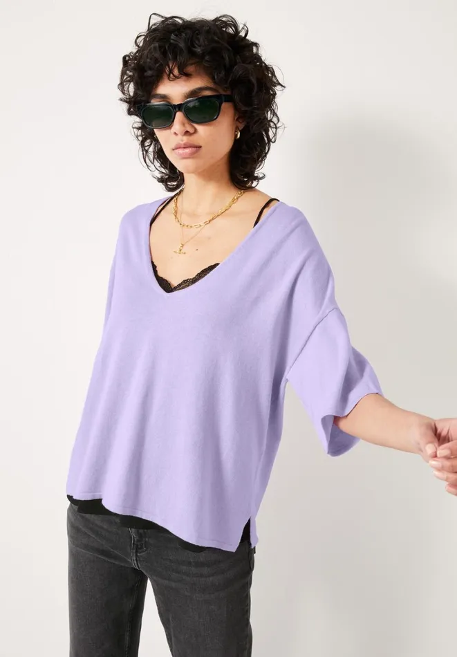 Hush Tops and Tshirts Women Cierra V Neck Knitted Top Lilac