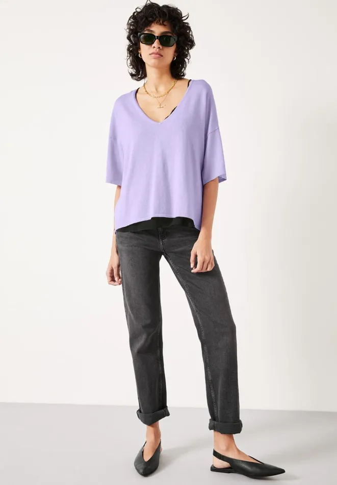 Hush Tops and Tshirts Women Cierra V Neck Knitted Top Lilac Hush Tops and Tshirts Women Cierra V Neck Knitted Top Lilac