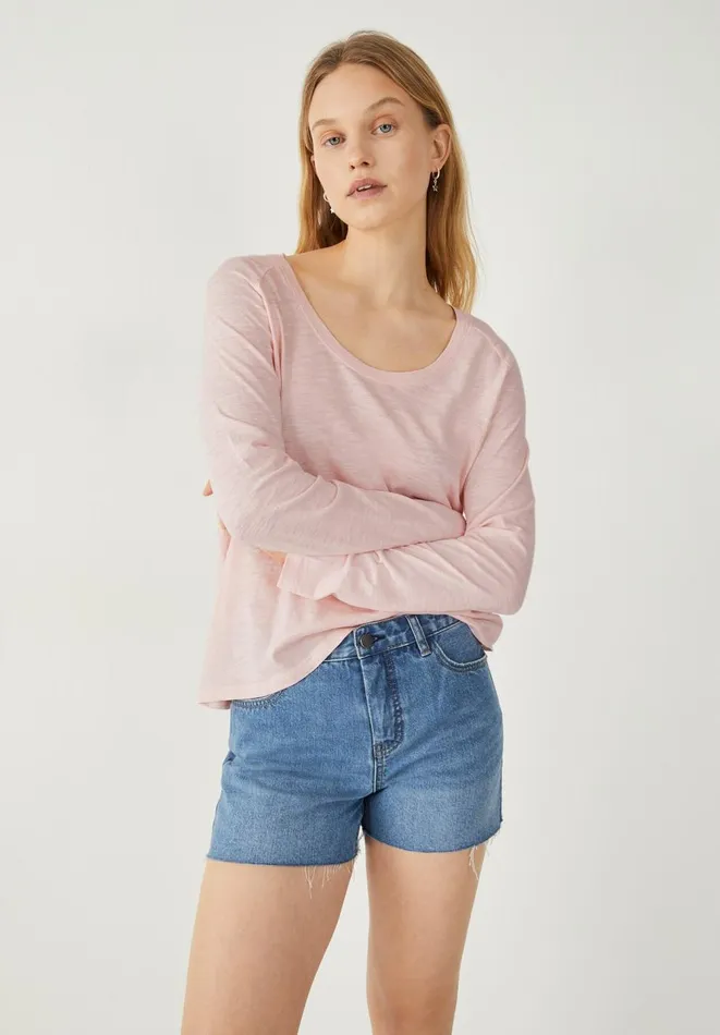 Hush Tops and Tshirts Women Cotton Slub Avalon TShirt Powder Pink