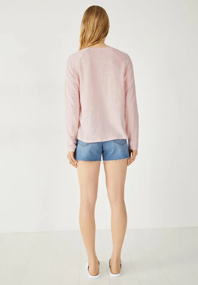 Hush Tops and Tshirts Women Cotton Slub Avalon TShirt Powder Pink