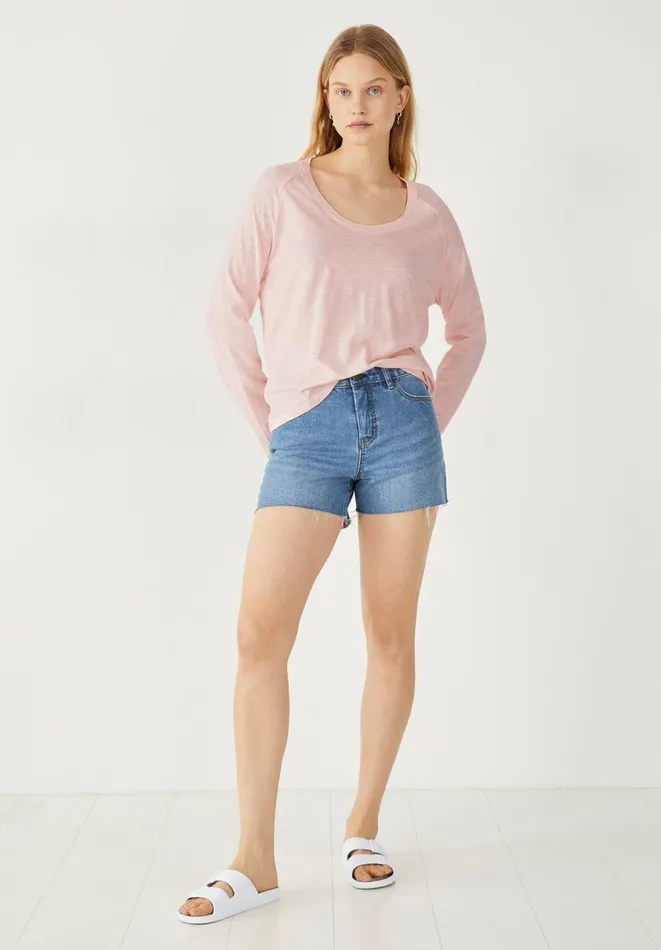 Hush Tops and Tshirts Women Cotton Slub Avalon TShirt Powder Pink